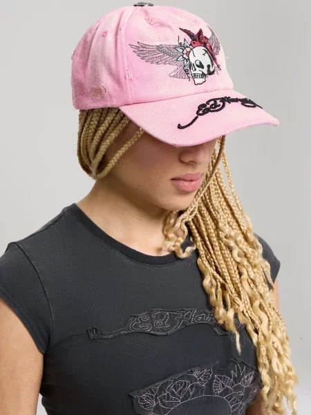 Ed Hardy Čiapka krémová ružová sivá