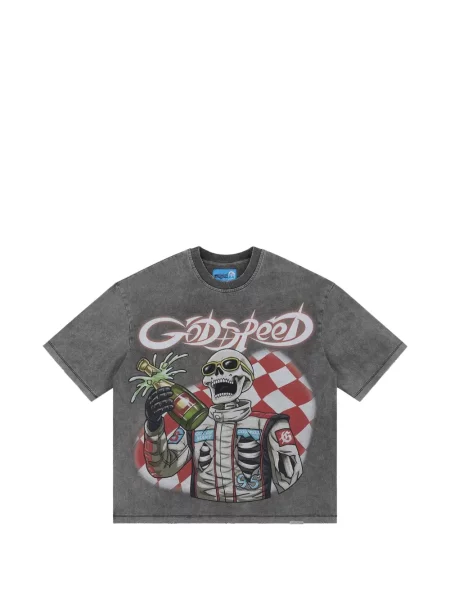 Tricou Godspeed cu imagine gri