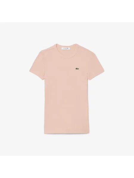 Lacoste Dopasowany Prążkowany T-Shirt różowa