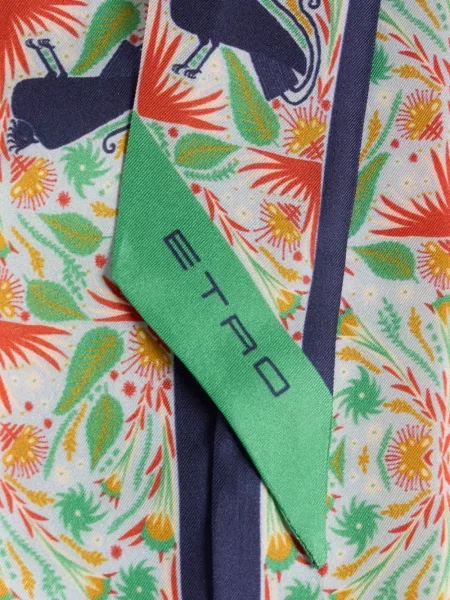 Fular Etro de mătase cu imagine cu model paisley alb