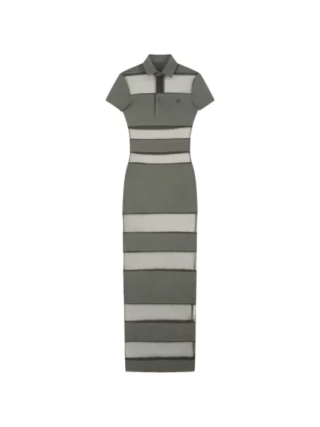 Rochie maxi Coperni cu dungi transparente de costum verde