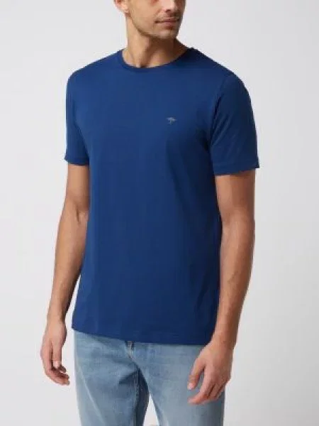 T-shirt z bawełny bio Fynch-hatton granatowa