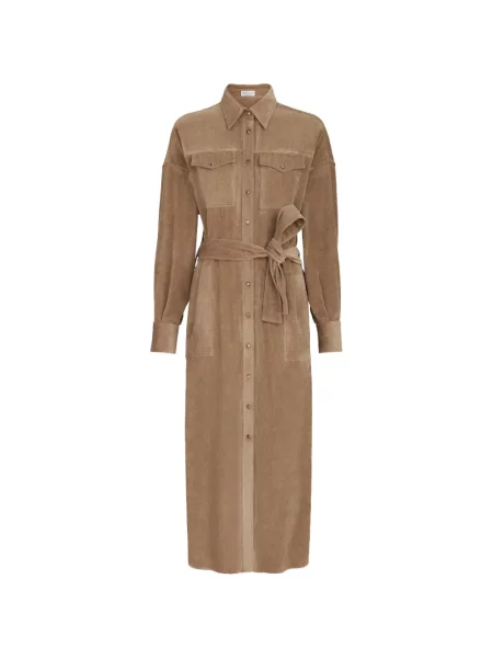 Rochie tip cămașă Brunello Cucinelli de catifea cord