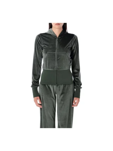 Aksamitna bluza z kapturem Balenciaga zielona