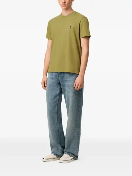 Tricou Ami Paris cu broderie verde