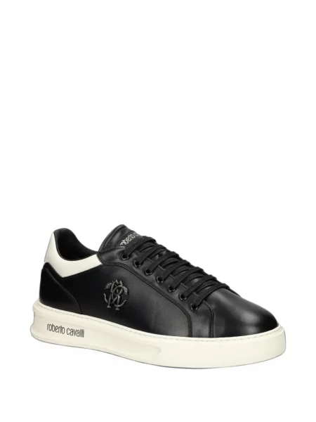 Bőr sneaker Roberto Cavalli autogrammal fekete