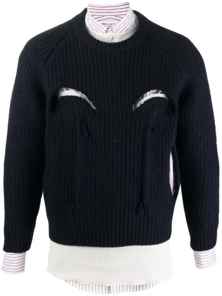Pulover Maison Margiela tricotate albastru