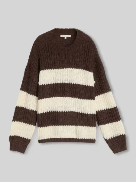 Sweter o kroju relaxed fit z mieszanki wełny Tom Tailor Denim beżowy