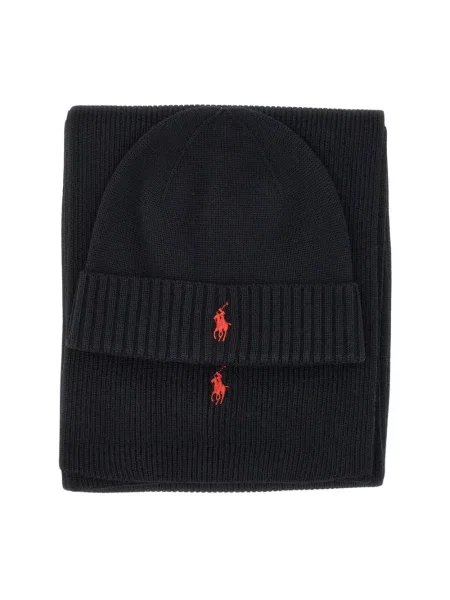 Polo Ralph Lauren czapka i szalik wełniane czarna