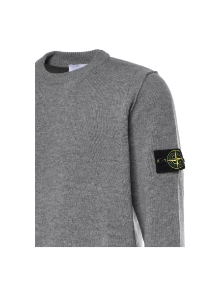 Sweter Stone Island wełniany z kamieniami szary