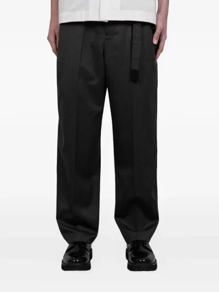 Pantaloni Sacai de lână cu dungi negru