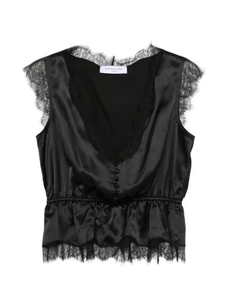 Top Françoise din satin negru