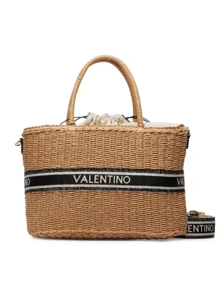 VALENTINO Kabelka béžová / čierna / prírodná biela hnedá