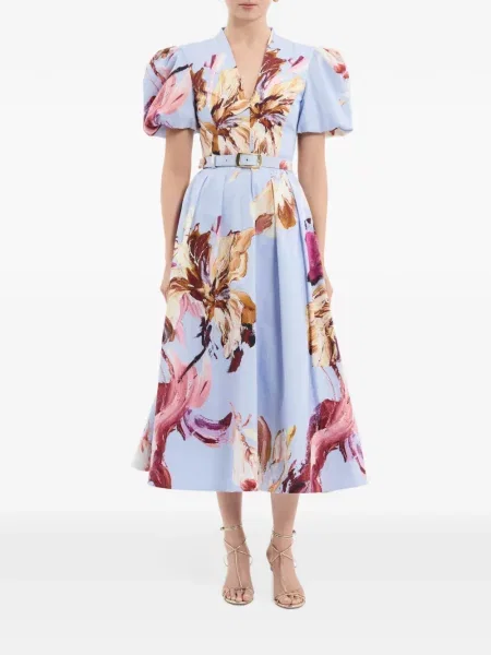 Rochie midi Rebecca Vallance cu imagine albastru