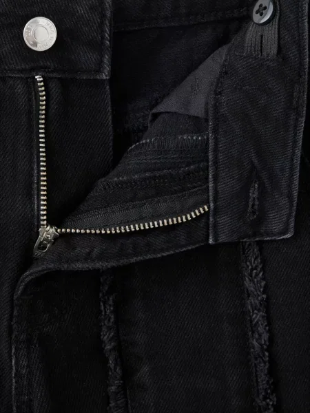Dżinsy wide leg z frędzlami black denim Dzieci 8 MANGO KIDS czarne