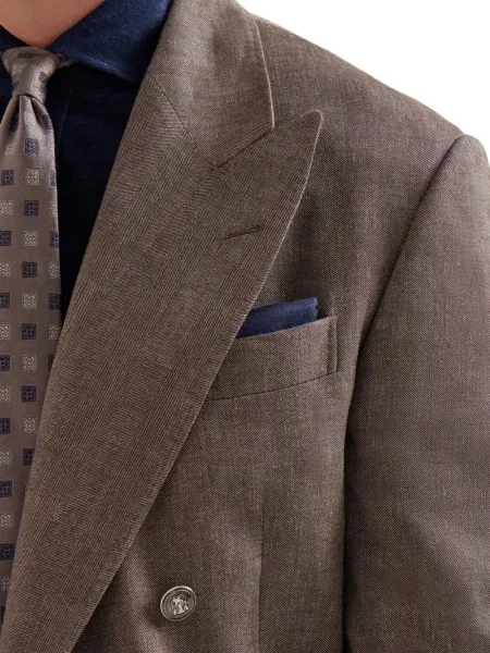 Fular Brunello Cucinelli de mătase cu dungi albastru