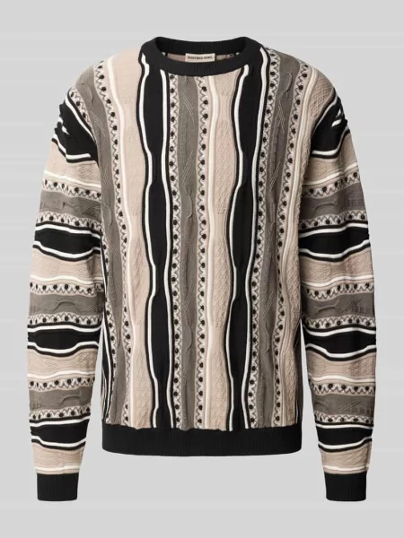 Sweter z dzianiny we wzór na całej powierzchni model TETON' Redefined Rebel czarny