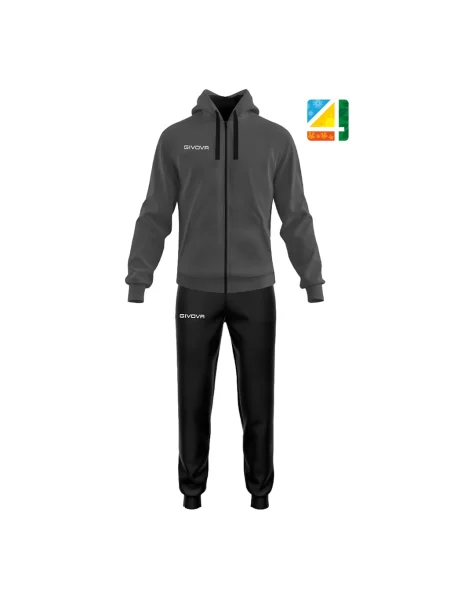 GIVOVA komplet dresowy bluza i spodnie szary/czarny S czarne