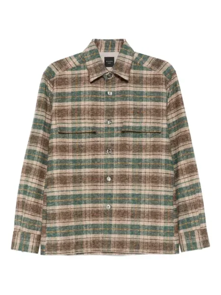 Kostkovaná košile Xacus s potiskem hnědá