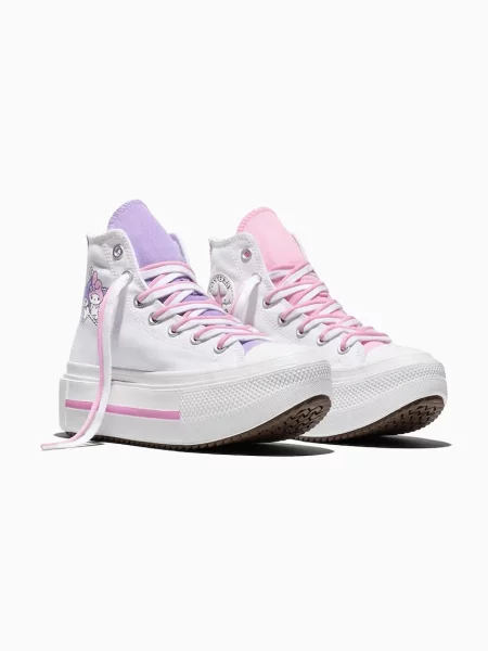 Converse x Hello Kitty Chuck Taylor All Star Lift Double Stack HI platnene superge bela