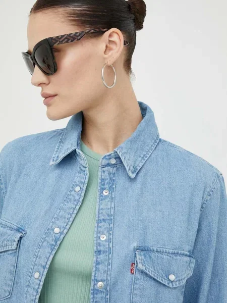 Levi's camasa jeans femei cu guler clasic regular albastru