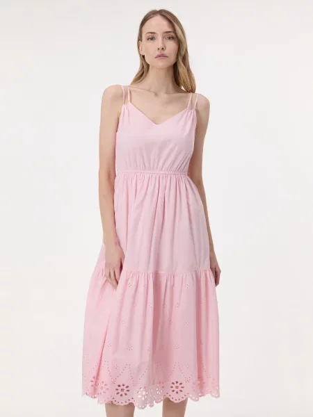 Rochie midi Orsay cu broderie cu bretele roz