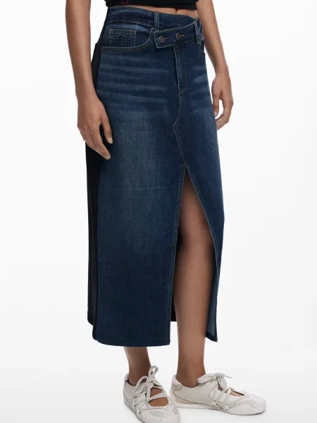 Spódnica jeansowa Desigual do kolan niebieska