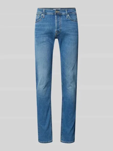 Jeansy w dekatyzowanym stylu o kroju slim fit z niskim stanem Jack & Jones niebieskie