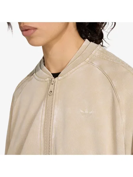 Sweatshirt adidas Sst Double Layered Cropped Track Top Khaki Three M bež