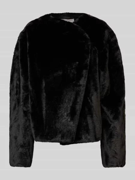 Kurtka z sztucznego futra z asymetrycznym zapięciem Jake*s Collection czarna