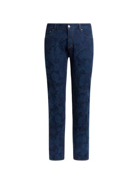 Blugi Etro cu model floral din jacard albastru