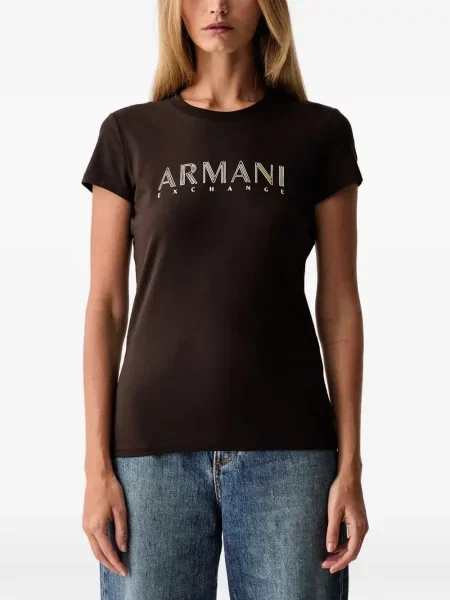 Scurt tricou Armani Exchange cu imagine maro