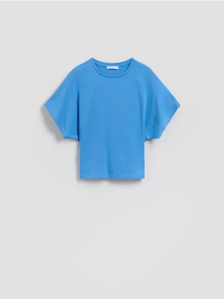 Reserved Tricou cu adaos de modal albastru-pal albastru