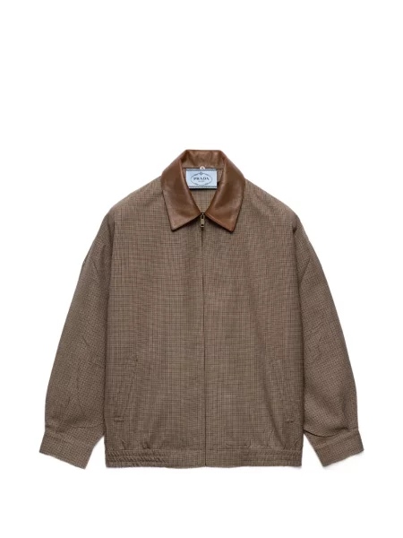 Geacă Prada de lână cu model pepito maro
