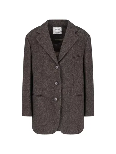 Sacou Low Classic de lână cu model herringbone clasic maro