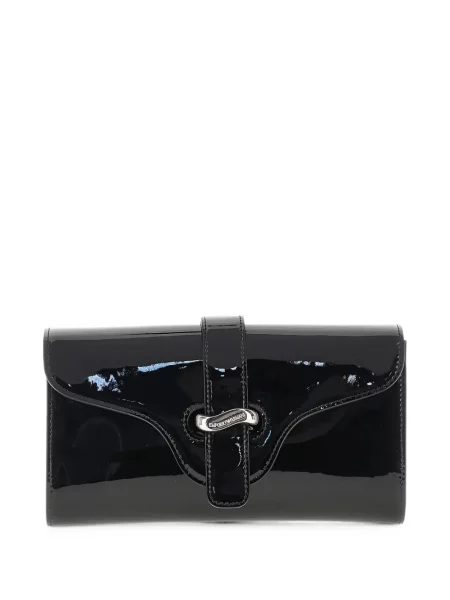 Colier Emporio Armani din piele de lac negru