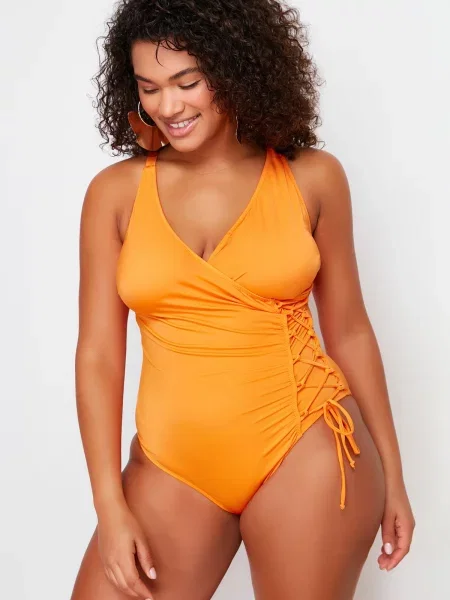 Costum de baie Trendyol cu legături portocaliu
