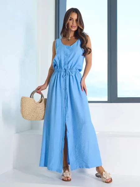 Лляний Сарафан ISSA Plus блакитний