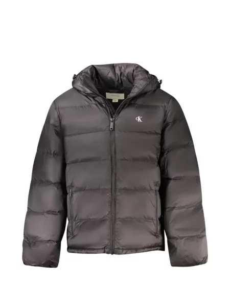 Geacă cu puf Calvin Klein cu glugă negru