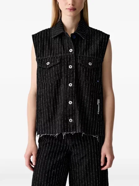 Geacă de blugi Karl Lagerfeld Jeans fără mâneci negru