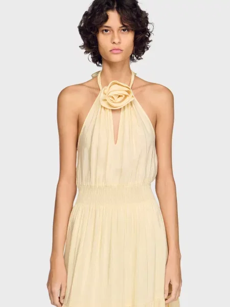 Лляна сукня Sandro бежева