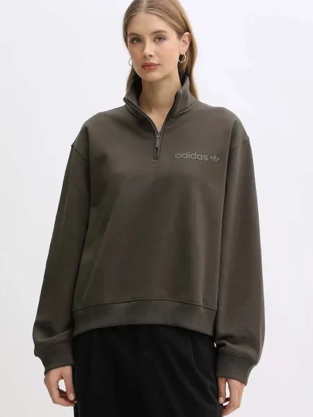 Adidas Originals bluza Essentials zielony gładka brązowa