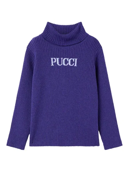 Sweter z golfem dziecięcy Pucci fioletowy