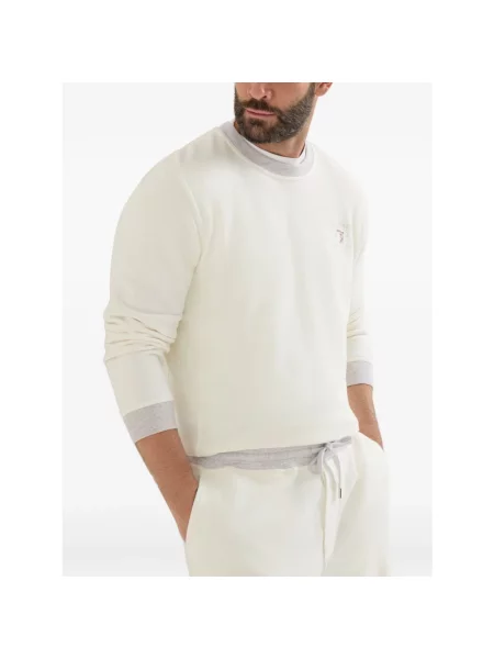 Bluza Brunello Cucinelli z dżerseju z logo biała