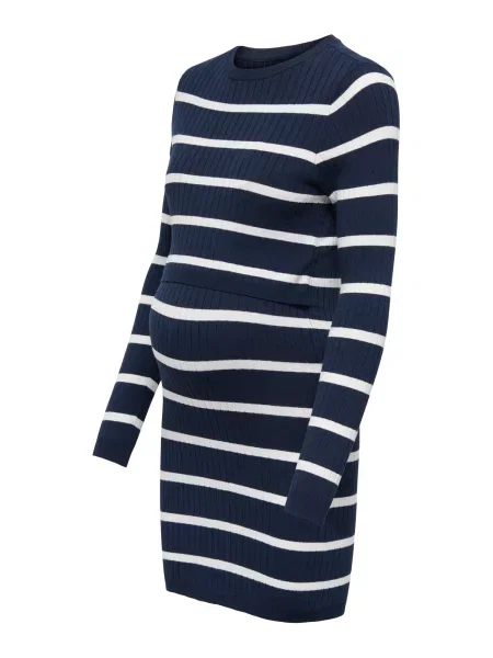 Only Maternity Rochie tricotat OLMFemi bleumarin alb