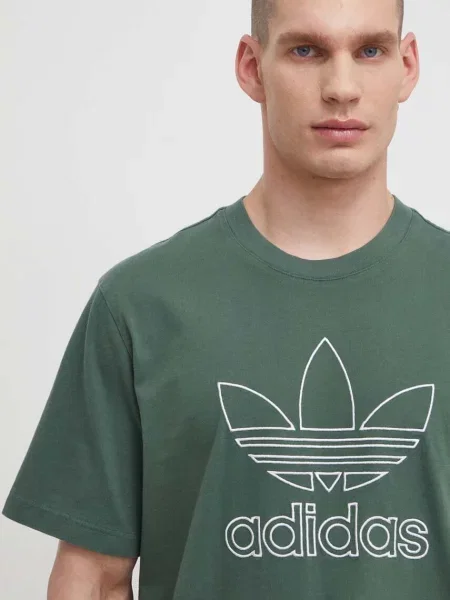 Тениска adidas Originals Trefoil Tee с апликация зелено