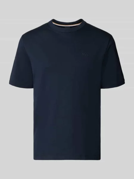 Krój regular fit t-shirt z czystej bawełny model H-TAUT Boss granatowa
