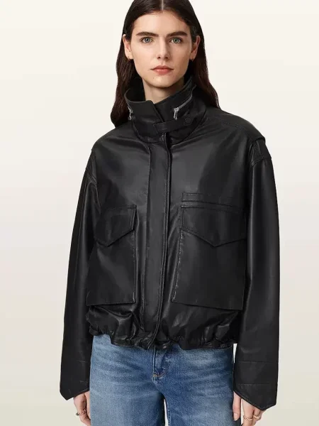 AllSaints bomberka skórzana czarna