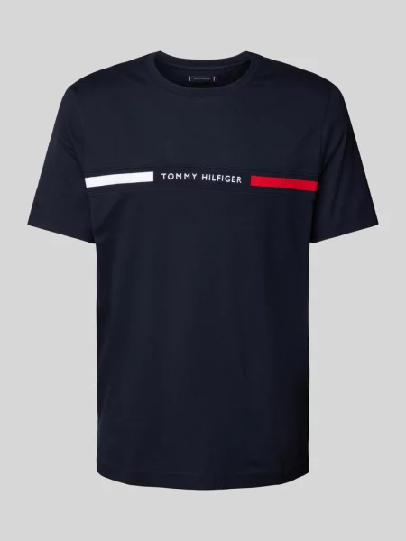 Tommy Hilfiger t-shirt granatowy z aplikacją niebieska
