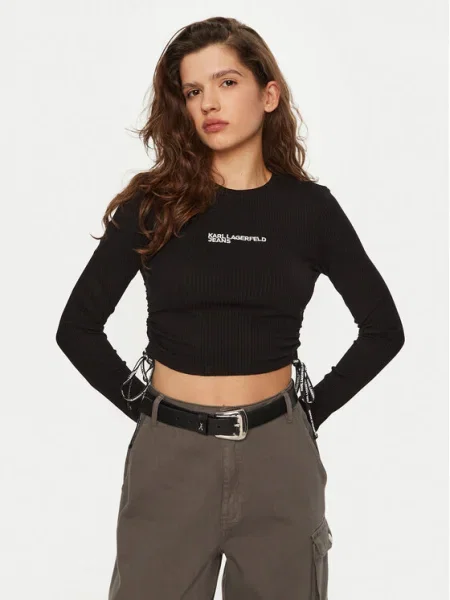 Блуза с дълги ръкави Karl Lagerfeld Jeans черно